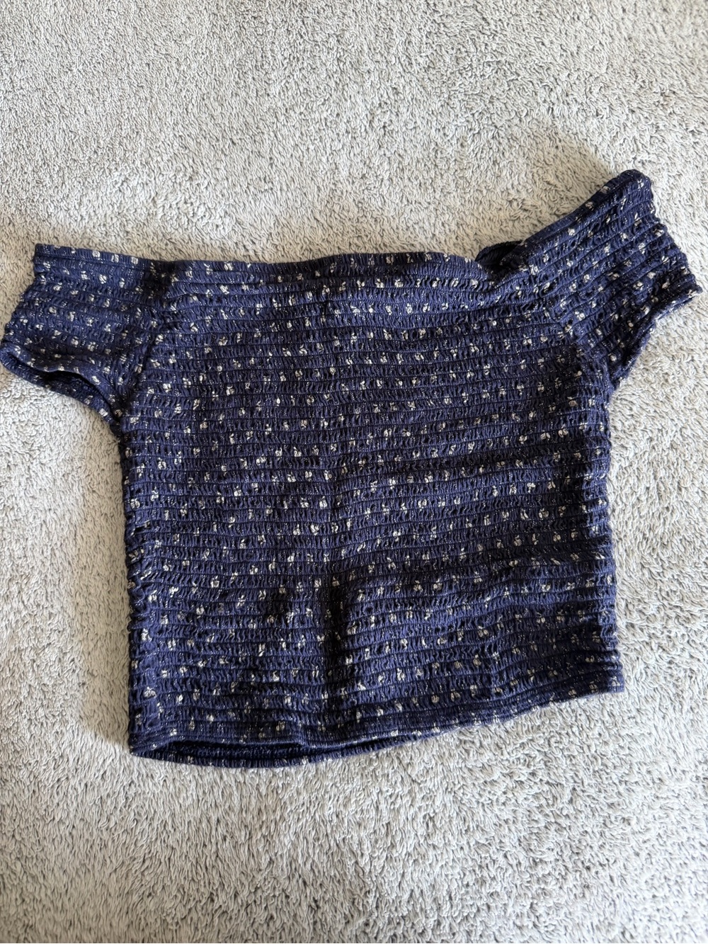 Navy Short-Sleeve Scrunchy Top - Women's Crop Top early 2000s